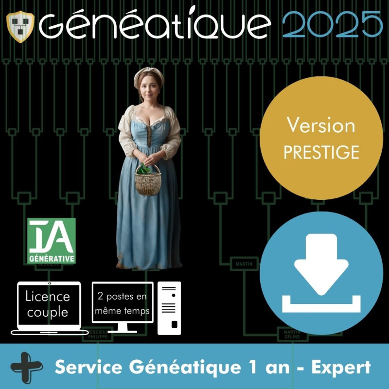 Généatique 2025 Prestige couple + service 1an Expert Généatique 2025 Prestige couple + service 1an Expert