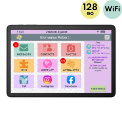 Facilotab Classic - WiFi - 128 GB - Android 14 - Tableta simplificada para personas mayores