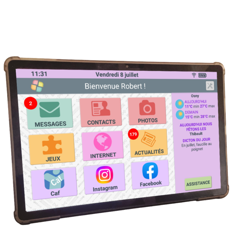 copia de Facilotab XXL Nomad - WiFi + 4G - 256GB - Android 15 - Pantalla muy grande - Tablet simplificada para personas mayores