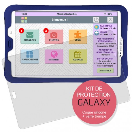 Kit de Protection pour tablette Facilotab L Galaxy - Coque silicone + Vitre en verre trempée Kit de Protection pour tablette Facilotab L Galaxy - Coque silicone + Vitre en verre trempée