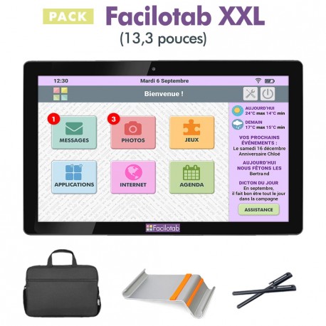 Pack Facilotab XXL + Support + Sacoche + Stylet Pack Facilotab XXL + Support + Sacoche + Stylet