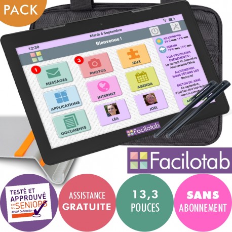Pack Facilotab XXL + Support + Sacoche + Stylet Pack Facilotab XXL + Support + Sacoche + Stylet