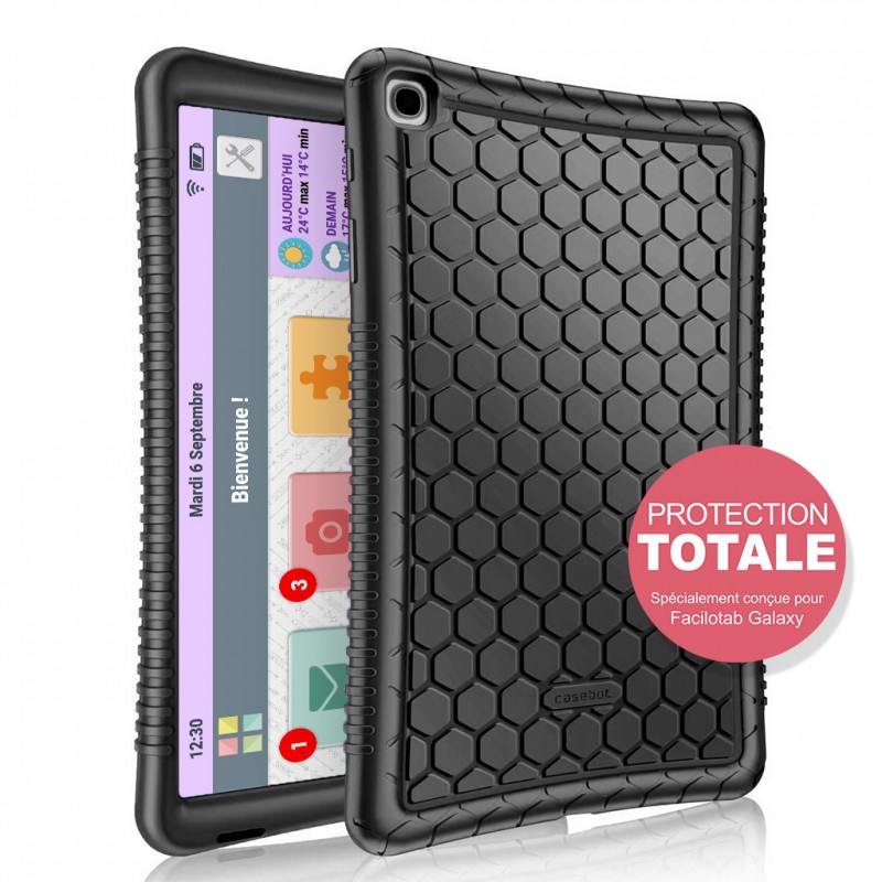 Coque silicone de protection pour tablette Facilotab L Galaxy Noire Coque silicone de protection pour tablette Facilotab L Galaxy Noire