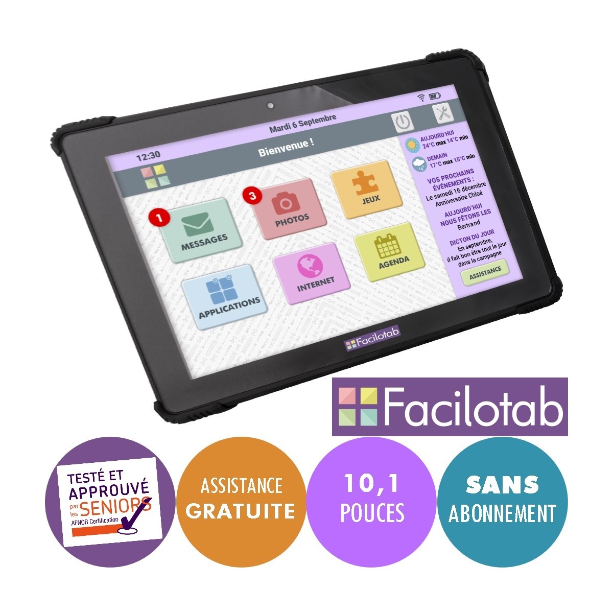 Tablette senior Facilotab L Onyx WiFi/4G