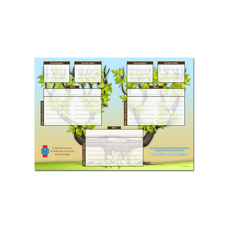 Arbre généalogique gratuit - 3 générations à imprimer