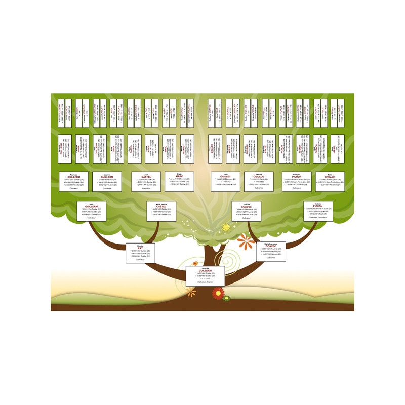 Modèle d'arbre généalogique ascendant de 6 générations pour Généatique Modèle d'arbre généalogique ascendant de 6 générations pour Généatique