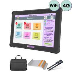 Pack Facilotab L Onyx - WiFi/4G - 32 GB - Android 10 - Soporte, Bolsa y 2 Stylus - Tableta Simplificada para Mayores