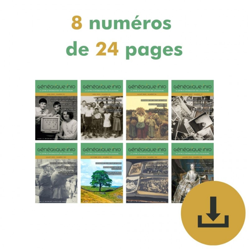Abonnement à Généatique Info en téléchargement pour 8 numéros Abonnement à Généatique Info en téléchargement pour 8 numéros