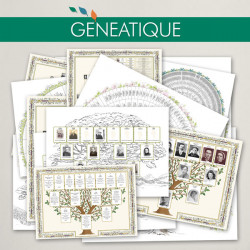 Pack de 16 arbres généalogiques décoratifs pour Généatique sur CD-Rom