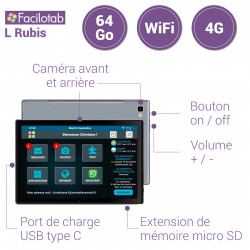 Facilotab L Rubis 2023 - WiFi/4G - 64 Go - Android 11 - Etui - Reconditionnée - Comme Neuve