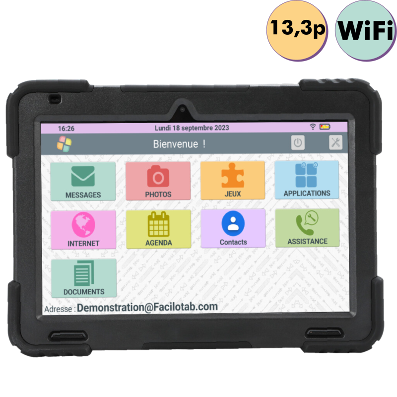 Facilotab XXL - WiFi - 64 Go - Android 10 - Très grand écran - Coque  renforcée- Tablette simplifiée pour Seniors