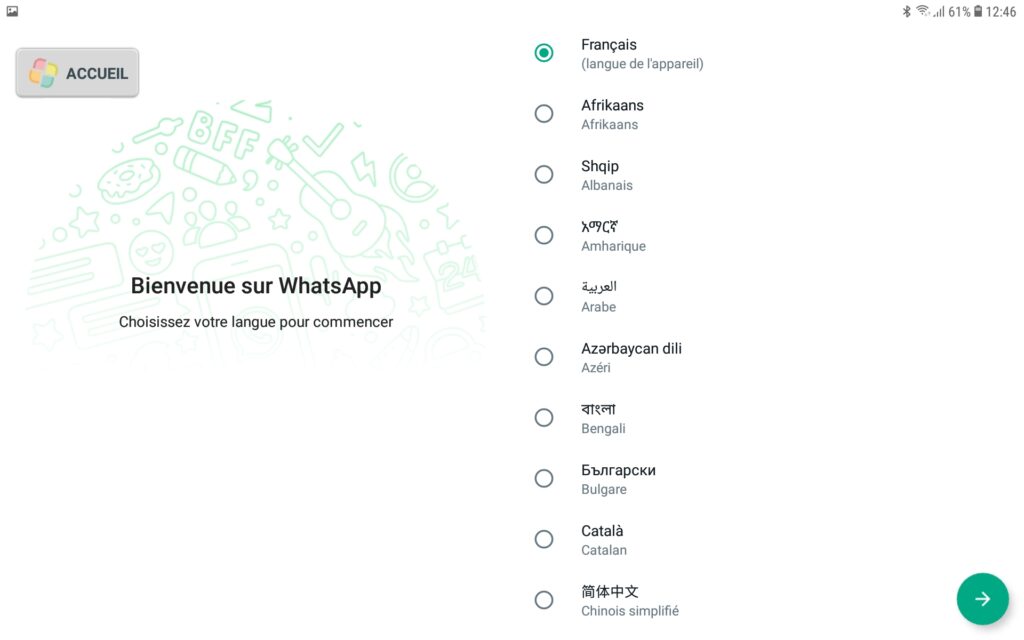 WhatsApp langues
