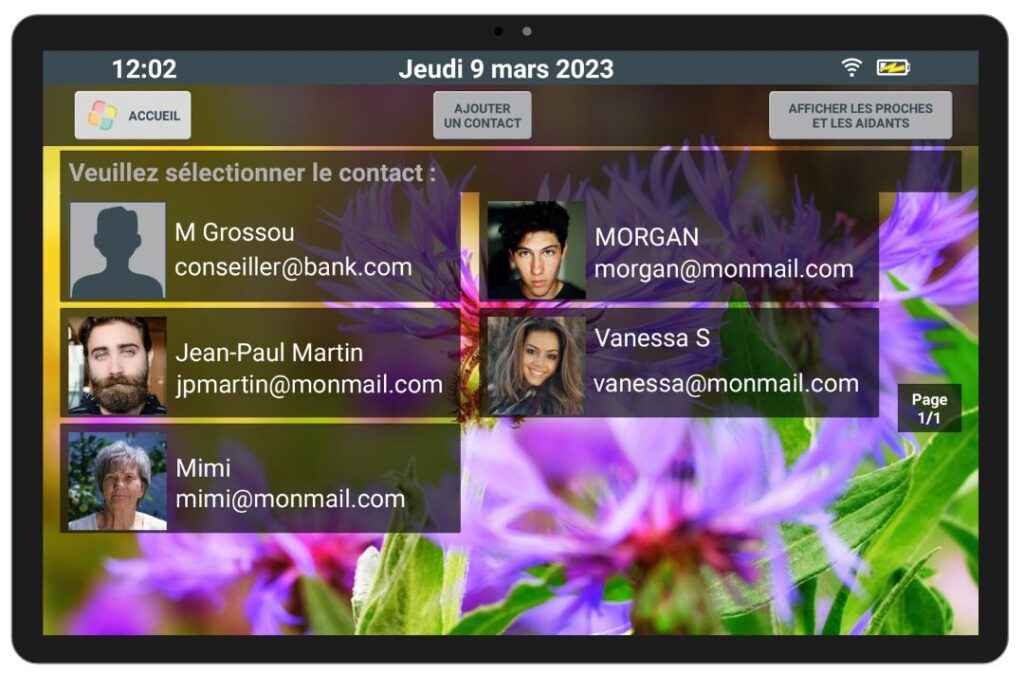 interface repertoire de contacts