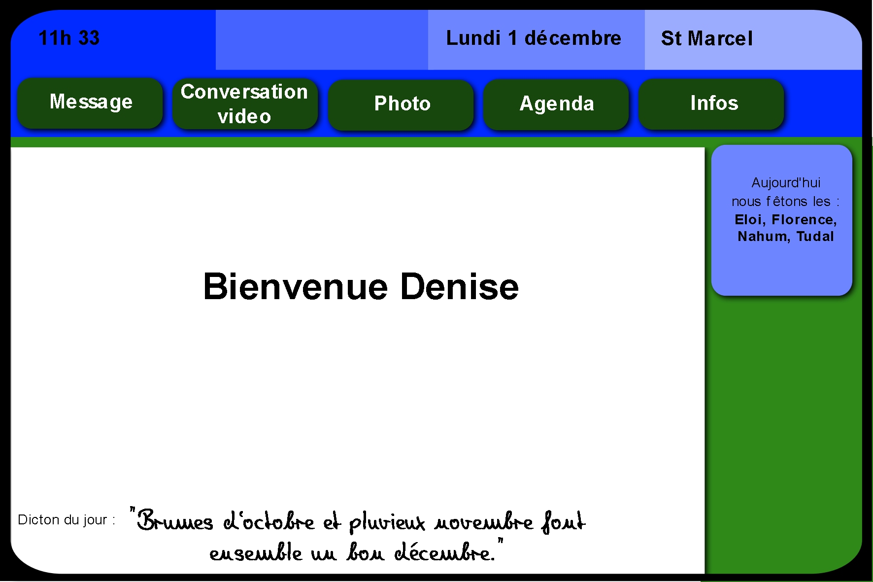 première maquette de l'interface de la facilotab